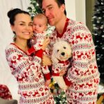 Samantha Barks Instagram - Happy Christmas eve!! This year is even more exciting because we are waking up to Rafael’s first Christmas 🥹❤️🎄 Had to be a #matchingpajamas moment!! #christmaseve 🎅🏼