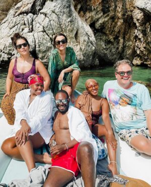 Samantha Barks Instagram - The most wonderful day on the ocean with the most glorious people!! I am going to miss getting to work with these absolute legends everyday 😢 making the most of our last few days in Greece 💙🐚