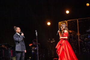 Samantha Barks Instagram - ACT 1 💃🏻 
Only just recovering emotionally from Tuesday night!! To everyone who came, thank you all for making the evening so special!! The Theatre Royal Drury Lane feels like my second home so words can’t describe how magical it felt to be able to bring my own show to that stage! ❤️ Thank you @danny_with_a_camera for these amazing pictures!! 📸 @orfeh @bradleyjaden @westway.music thank you

Make up @alexreadermakeup 
Hair @iamjamesjohnson 
Gown @drenushaxharra
Styling @karl_willett
Assistant @adelepentland