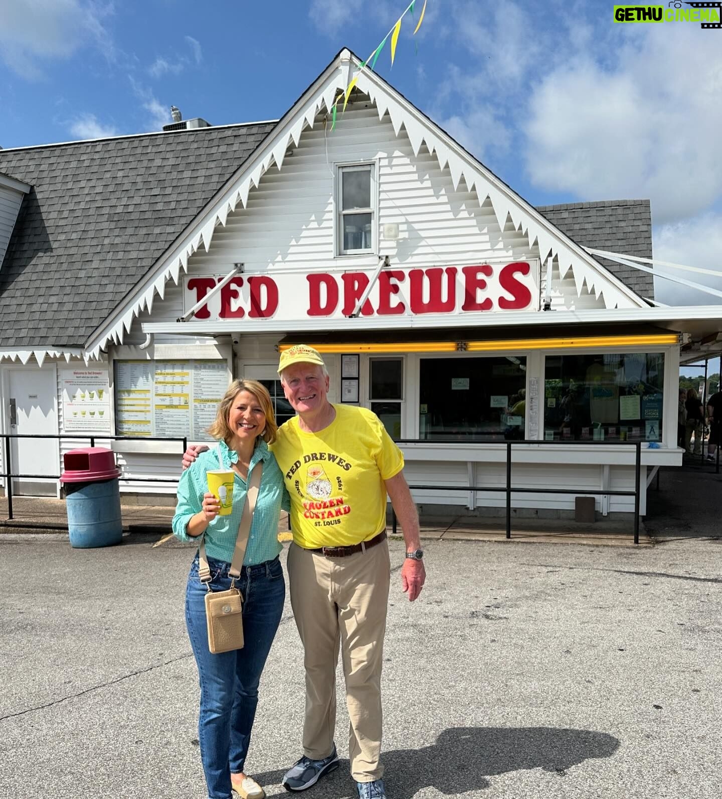 Samantha Brown Instagram - Back on the Mother Road! Shooting two episodes beginning in St Louis, Missouri traveling to Santa Fe, New Mexico. @gearhead_curios With Aaron Perry the owner of the 1939 filling station. In Galena, Kansas The Yellow brick road. 😉 Boots Motel built in 1939 one of the few original hotels of that era on Route 66 still open. Carthage, MO Ted Drewes famous Frozen custard “concrete” shakes. St. Louis, MO Devils Elbow Bridge in Devils Elbow, Missouri The Osage Trail Monument. Cuba, Missouri