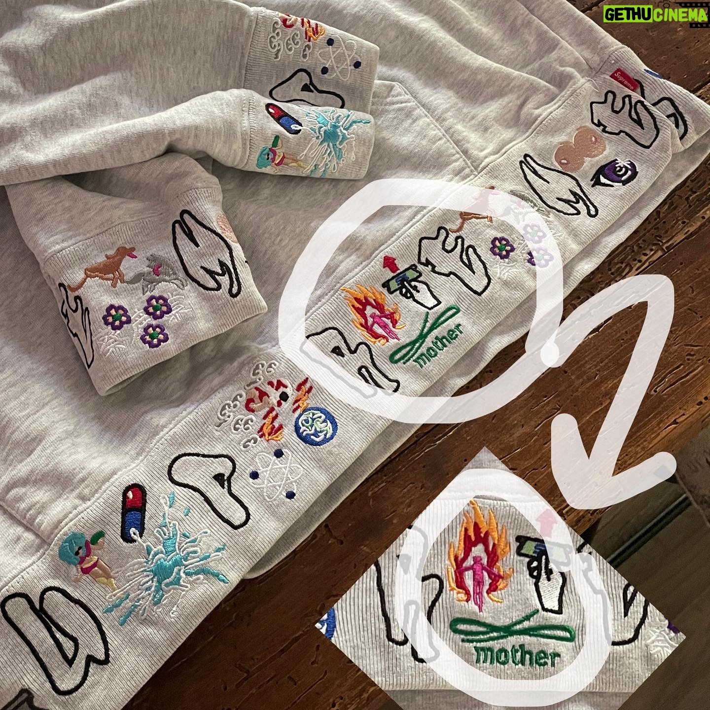 Samantha Smith Instagram - My son has this rad embroidered sweatshirt and I’d like to draw your attention to what’s front and center. #LifeImitatesArt 🔥🙊 Do we think @supremenewyork knows what they’ve done 😂 #supernatural #spn #marywinchester