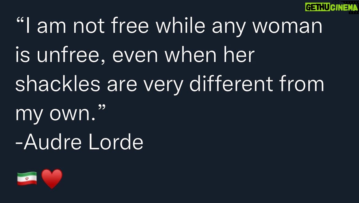 Samantha Smith Instagram - "I am not free while any woman is unfree, even when her shackles are very different from my own.” -Audre Lorde 🇮🇷♥️ #MahsaAmini