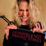 Samantha Smith Instagram - A new day, a new kind of vampire kit 🩸 Knit or crochet on your way to not hunt with this kit that contains size 13 Winchester needles & an H8 hook in this not at all suspicious bag. (Plus, it supports @chifdn4women Link in bio 👆🏼 @shopstands