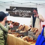 Samantha Smith Instagram - My super talented husband bringing spoon happiness to the Daffodil Festival even in the pouring rain ♥️ @spoonmannandsons #spoons #woodenspoons #DaffodilFestival