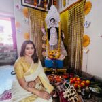 Sampurna Lahiri Instagram - আমাদের সরস্বতী পুজো। ❤️❤️❤️ . #goddess #festival #indian #bengali #emotion #culture #wisdom #education #art #blessings #saraswati