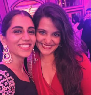 Sanah Kapur Instagram - A night full of Celebration🎉, Fun 🥳 and a whole like a whole lot of Dancing💃🏽….congratulations to the beautiful couple @gaganbahl and @mitalisharma7 🩷
