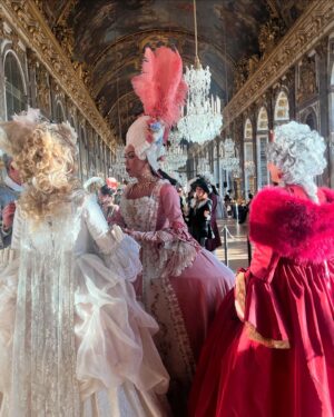 Sandra Lee Instagram - Versailles was spectacular, the ball is known as the Fetes Gallant - most Glorious event of the entire year.  My invitation, a small group of us were able to visit all the Private rooms and areas in the palace. We were invited into the bedrooms and the parlors, the dining rooms, sitting rooms, game rooms, and even the Majestic theater. We were able to view authentic dresses and even dance in the hall of mirrors which I called the Hall of chandeliers because I love them so much.
It was A incredible, words fail to describe. Every Gown and hairpiece better than the next. Even an exact replica of Louis the 14th attire when he made his appearance as the sun king.  The entry Courtyard was such fun and the back gardens glorious.
Tomorrow, I’m off to the antique market and then tomorrow night the Royal Opera for the final performance of the Ballet—-Giselle! Wowowowow! “THESE ARE THE MOMENTS”. Paris is Perfect - even in the Rain! Sending you much love from the city of love and lights. Sanderella For a Night!