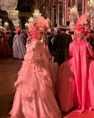 Sandra Lee Instagram - Versailles was spectacular, the ball is known as the Fetes Gallant - most Glorious event of the entire year.  My invitation, a small group of us were able to visit all the Private rooms and areas in the palace. We were invited into the bedrooms and the parlors, the dining rooms, sitting rooms, game rooms, and even the Majestic theater. We were able to view authentic dresses and even dance in the hall of mirrors which I called the Hall of chandeliers because I love them so much.
It was A incredible, words fail to describe. Every Gown and hairpiece better than the next. Even an exact replica of Louis the 14th attire when he made his appearance as the sun king.  The entry Courtyard was such fun and the back gardens glorious.
Tomorrow, I’m off to the antique market and then tomorrow night the Royal Opera for the final performance of the Ballet—-Giselle! Wowowowow! “THESE ARE THE MOMENTS”. Paris is Perfect - even in the Rain! Sending you much love from the city of love and lights. Sanderella For a Night!