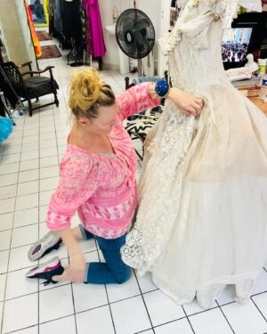 Sandra Lee Instagram - Versailles Versailles Versailles what can I say, I get to go to the most extravagant Ball at Versailles you have ever seen. As promised here are new pictures from Paris - yesterday I spent hours on my knees sewing, tacking, hot glueing, and quick stitching my vintage cream ball gown (an old 1950s wedding dress) into a masterpiece fit for Monday nights famed Versailles Ball. The Fete is an annual event that takes place throughout Versailles rooms, but mainly in the Grand Hall of Mirrors and Majestic Gardens. The procession begins at 6 PM with the last evenings spectacular taking place at midnight. The fairytale night beginning with the Grand Versailles courtyard cocktail reception, followed by a most enchanting seated dinner, then it’s ballroom dancing in the hall of mirrors (which I like to call the hall of chandeliers), and concludes with a champagne toast and fireworks display in Versailles incredibly gorgeous gardens overlooking the lake. I’ve been captivated by Versailles ever since I saw Kate Winslet’s amazing performance in the story that followed the woman who created the Marie Antoinette Waterfall Gardens. My Ever Sweet friend Maxine runs events at Versailles and was kind enough to include me. It’s sure to be an unforgettable night and the gown must be Perfection, so I’m creating it myself. I wish you could all come and I’ll be sure to send pictures so you will be included from wherever you are. Please do let me know which ones are your favorite. Happy happy weekend. Love Always Sandra Lee a.k.a. Aunt Sandy-AKA Sanderella for a night. XoSL