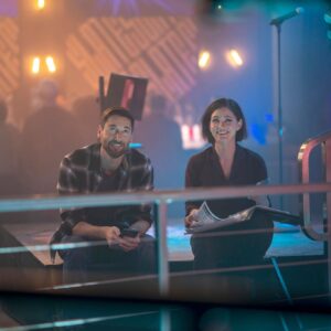 Sandra Mae Frank Instagram - We’re BACK with a lot of dancing, laughing, and bonding time together…. What could possibly go wrong? 

Tonight at 10/9c on #NBC, next day on #PeacockTV and #Hulu

EP 16 - #AllNightLong
Written by #LauraValdivia
Directed by #NestorCarbonell

#DamFam #DrWilder #DeafDoctor

[image description]
Wilder and Goodwin are smiling and sitting together in a bar on a small stage; the background is blurred with lights and a few people standing.