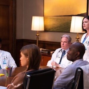 Sandra Mae Frank Instagram - A lot of feelings are happening tonight on the newest episode of #NewAmsterdam!

Tonight at 10/9c on #NBC, next day on #PeacockTV & #Hulu

#UntoTheBreach 
Directed by #StephenKay
Written by #AllenLSowelle 

#DamFam 

[image description]
1st Photo: Dr. Wilder is standing, in her lab coat, among other doctors sitting, and she looks stern.
2nd Photo: Veronica is standing, in her black outfit, with other doctors sitting, and she looks stern.