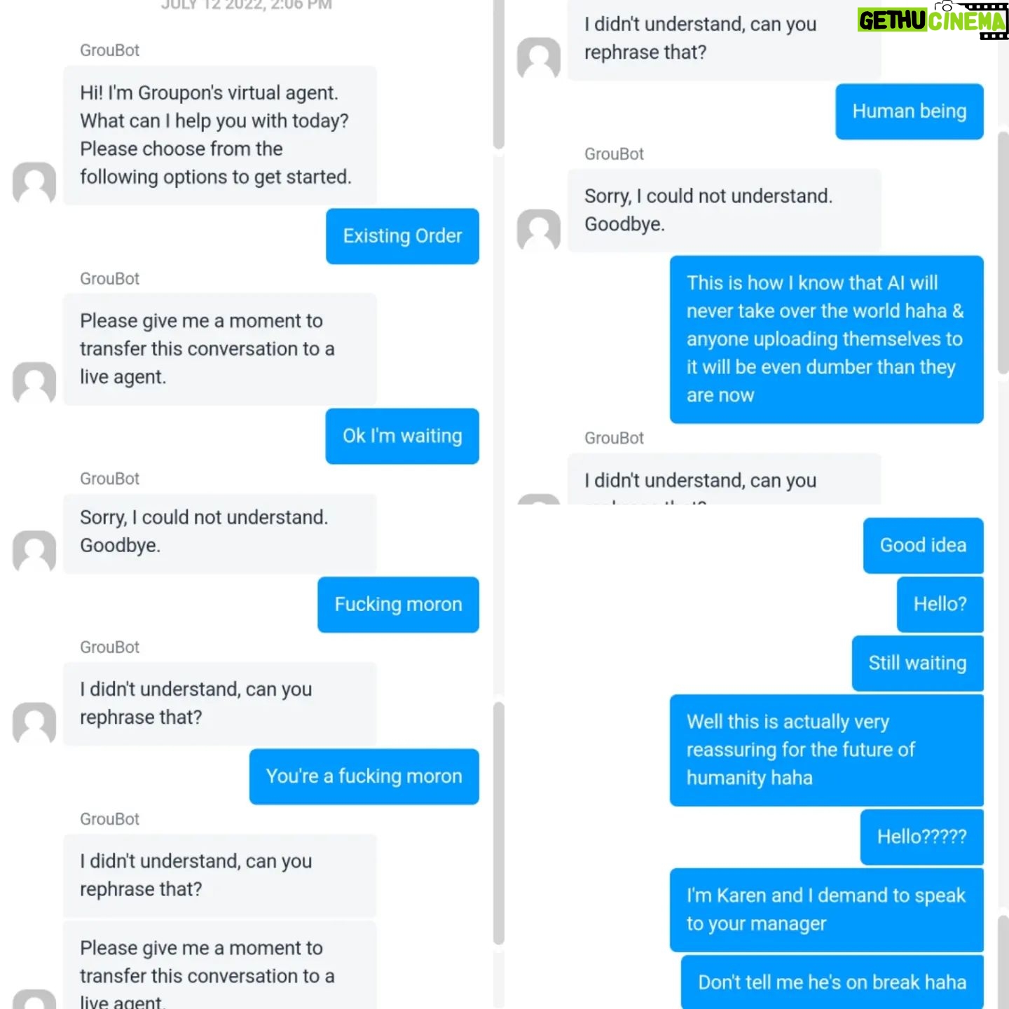 Sandra Rosko - 2K Likes - Hey @groupon ! Customer service is only achieved through actual human beings! Hire some, will ya?! I just wasted an hour talking to a virtual brick wall haha Made the best of it tho! Laughter really is the best medicine... #Godblesscomedy
& If you're contemplating becoming a cyborg like "the elite" haha SMMFH... & You actually think that AI is going to make you better or smarter, then you're... not getting any better or smarter anytime soon! haha Just controlled... You will be controlled by fucking morons who want to be cyborgs... "& eat bugs... & own nothing... & like it..." #NotIt
(Life is a dark comedy, isn't it? I can't say half of this shit with a straight face...)
#theNOTgreatreset - If it was so great, they wouldn't have to call it "great." We would just know. & I can't find one remotely good thing about it! haha Like stupid "smart" technology that can't understand a word you're saying. Or the scum of the Earth calling themselves "the elite."
#fortherecord God is greater. YOU are greater. Stop giving away your power to "authority" and whatever horrible trend the mainstream media is pushing. The popular opinion is fucking stupid. ON PURPOSE.
In a world of fucking morons, be yourself.
#onelove