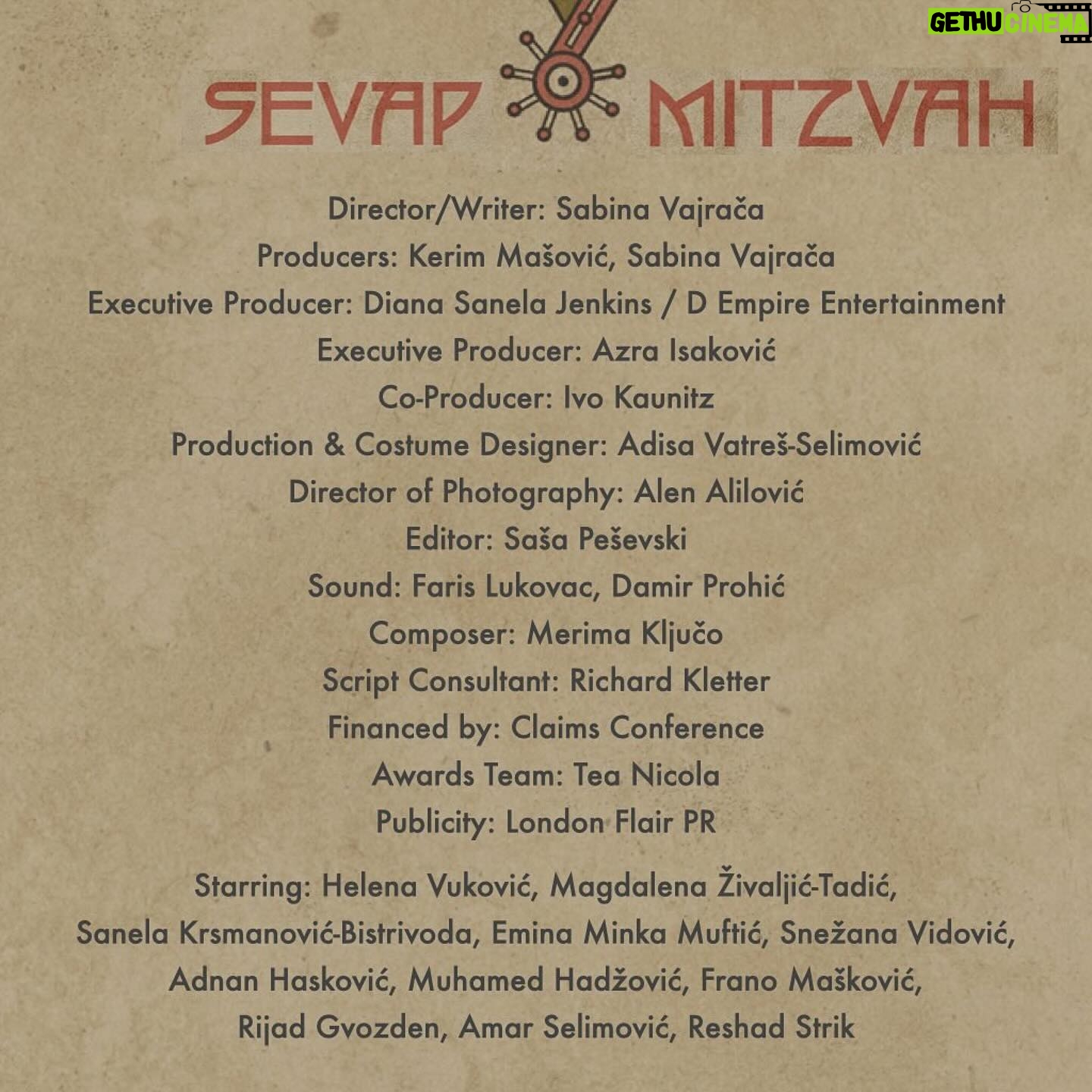 Sanela Diana Jenkins Instagram - #Repost @sevap.mitzvah.film ・・・ So happy we can finally make this official! ✨✨✨ FOR YOUR CONSIDERATION Best Live Action Short Film 2024 Academy® Awards SEVAP/MITZVAH a Sabina Vajraca film Executive Produced by Diana Sanela Jenkins NOW STREAMING IN THE ACADEMY STREAMING ROOM Inspired by a true story. Zejneba Hardaga, a Muslim woman risks everything in 1941 Nazi-Occupied Bosnia to save her Jewish friend Rifka Kabiljo and her family, only to be saved by them in turn 50 years later. Starring: @helenavukoviceva, @megi_ww, @sanela_k_b, @minka.muftic1, @vidovicsnezana, @franomaskovic, @muhamedhadzovicofficial, @gvozdenrijad, @reshad_strik, @adnanhaskovicthereal Director/Writer/Producer: @sabinalovestrees Producer: @kontraplan.produkcija Executive Producer: @sdjneuro Executive Producer: @azzrelle Co-Producer: @kaunitzizam Production & Costume Design: @adisavatres DP: @alenct2712 Sound: @thefarrela, @skenik_cptl12 Editor: @spezovski Composer: #merimakljuco Script Consultant: richard.kletter Awards Team: @teanicola Financed by: @claims_conference Publicity: @londonflairpr #foryourconsideration #fyc #oscars2024 #academyawards #liveactionshort #shortfilm #hollywood #sevap #mitzvah #jewish #muslim #bosnia #wwii #bosnianwar #sarajevo #truestory #hardaga #kabiljo