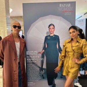 Sangeeta Krishnasamy Instagram - Thank you @harpersbazaarmy for celebrating Women in Cinema, most importantly for celebrating diversity, because this is who we are.

Never dreamt of standing among these iconic women but it happened, an honour that'll stay warm in my heart forever! ❤😱 

Photographed by @ttfga for #harpersbazaarmy 

#harpersbazaar
#harpersbazaarmy 
#womenincinema 
#womenoftheyear2022

Makeup & Hair @kevinlee_________ @khirkhalid 🥰
Outfit @nuritaharith 
Jewellery @tiffanyandco