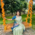 Sangeetha V Instagram - Blue is the only color which maintains its own character 🦋it always stay blue 💙💙💙wonderful jewelry from @fineshinejewels and designer by Sridevi designer from Coimbatore