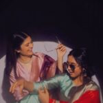 Sanjana Krishnamoorthy Instagram - “The spotlight” girls for life 🪩💃🏻 Crafted from luxurious semi kanchipuram silk, this entire ensemble exudes elegance and charm, perfect for your special occasions ✨ The unique and custom made colour palette of this suit set & the breathtaking dupatta makes it a must-have for this festive season! Have a classy Diwali this year with @vastara_thelabel 🎆 Dm @vastara_thelabel for our outfit details 🫶🏼 Shot by @thatmadraskaran Hair and Makeover by @chisellemakeupandhair @chisellecrew