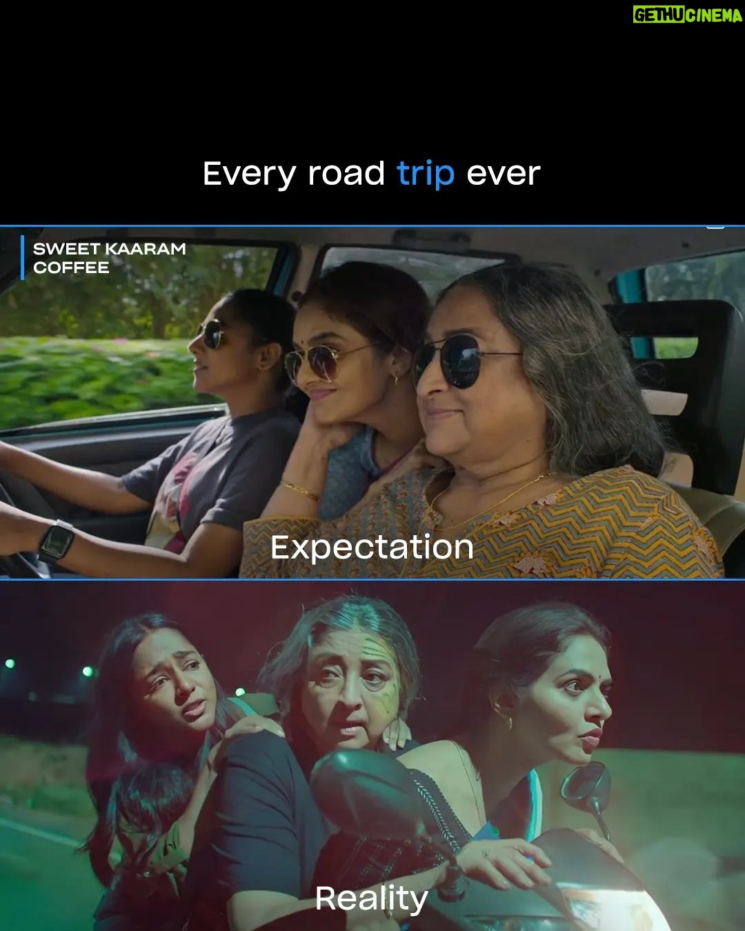 Santhy Balachandran Instagram - From expectation to reality, this trip has a new twist at every turn 🚙✨ #SweetKaaramCoffee, watch now! ✨ @primevideoin #ReshmaGhatala #Lakshmi @madhoo_rockstar #VamsiKrishna @liontoothsocial @bejoynambiar @krishnafilmmaker @whatiswat @manju.mohan83 #GovindVasantha @sharmishta.roy #KrishnanVasant @viraj2singh @remydalai @ekalakhani #PraveenAnthony @srinivasbhuvan @thinkmusicofficial @siva_ananth @mr_makhija #KavinBabu @_balasuresh @dev.in.the.gram @alexx_onell @ayeshakapur @danixycode @karthiknetha_official @gbalaji @valentino_suren @alagiakoothan @g_man4ever_official @vinithramenon @krishnaramkumar @anita.nuthakki