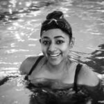 Santhy Balachandran Instagram - I've always been a water baby. But one that didn't know how to swim. Not from lack of trying, though. I signed up for coaching four times at various points from toddlerhood through adulthood. Unfortunately, something always went wrong and I never made it beyond one class. The last time I enrolled, the world shut down thanks to the pandemic. Talk about jinxes! So here's a picture of someone who after a lifetime of false starts, finally swam across the pool today. #littlewins
