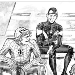 Sara Pichelli Instagram - sneak peek of a cover🔥 (peter and miles) #sarapichelli #spiderman #milesmorales #peterparker #marvelcomics #theartofsarapichelli #digitalink