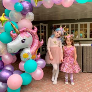 Sara Rue Instagram - 🦄💕 No, YOU overcompensated on your childs #pandemic birthday! 🤪💕😱🎉🍷🤷🏻‍♀️ I made my 1st balloon garland yesterday and I think a #pandemiccareerpivot is in my future??? (OK, Prolly not)🎈Pic 2 - You can see how much Addie loved celebrating her sisters b day under my GORGEOUS GARLAND 🦄! Pic 3 - the only time Addie was really happy all day... when she got to open her “sister of the b day girl” gifts. 😝🤦🏻‍♀️🤪😘🦄🤷🏻‍♀️🍷(I put all Addie’s  reactions to her Sisters birthday in my highlites... they are just too good!)
