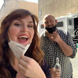Sara Rue Instagram - This dude has played my friend, my boyfriend, the director of the porno my character starred in ... In real life he flew across the country to read a beer pong haiku at my wedding. I love you @willsasso thanks for the socially distant set visit ❤️