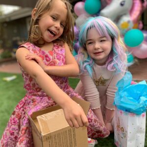Sara Rue Instagram - 🦄💕 No, YOU overcompensated on your childs #pandemic birthday! 🤪💕😱🎉🍷🤷🏻‍♀️ I made my 1st balloon garland yesterday and I think a #pandemiccareerpivot is in my future??? (OK, Prolly not)🎈Pic 2 - You can see how much Addie loved celebrating her sisters b day under my GORGEOUS GARLAND 🦄! Pic 3 - the only time Addie was really happy all day... when she got to open her “sister of the b day girl” gifts. 😝🤦🏻‍♀️🤪😘🦄🤷🏻‍♀️🍷(I put all Addie’s  reactions to her Sisters birthday in my highlites... they are just too good!)
