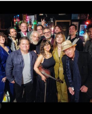 Sara Watkins Instagram - A little behind the scenes beauty from the final @watkinsfamilyhour of the year. It feels like a Christmas Miracle to share life and the stage with these magical people.  As The holidays continue, follow our dear Sebastian Steinberg’s advice.  Drink water.  Raise your arms over your head. Go outside.  Take care of yourselves 💚  @themikeviola  @tylerchester @abester8 @benmonttench @gaby_moreno @madicunningham @largolosangeles @seancwatkins @ultanconlon @moishecircus @davidgarzamusic #JohnCReilly #sebastiansteinberg