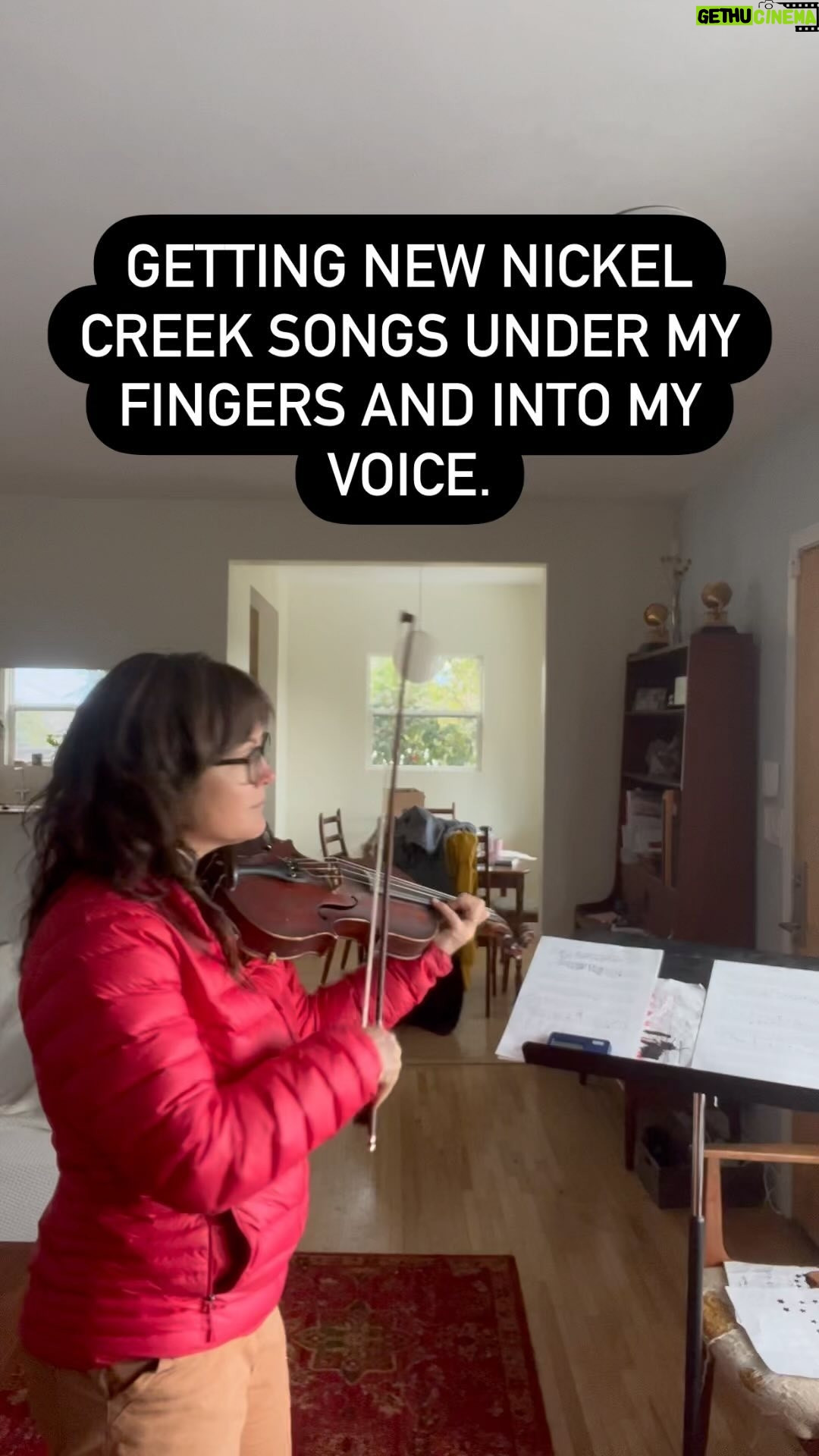 Sara Watkins - 3.7K Likes - A snippet of a song called Meadow which is on the upcoming @nickelcreek record has some fun vocal-over-fiddle lines in it. There’s a bigger chunk that still sounds reeeeeal rough, but this is a bite-sized moment I had fun looping through.