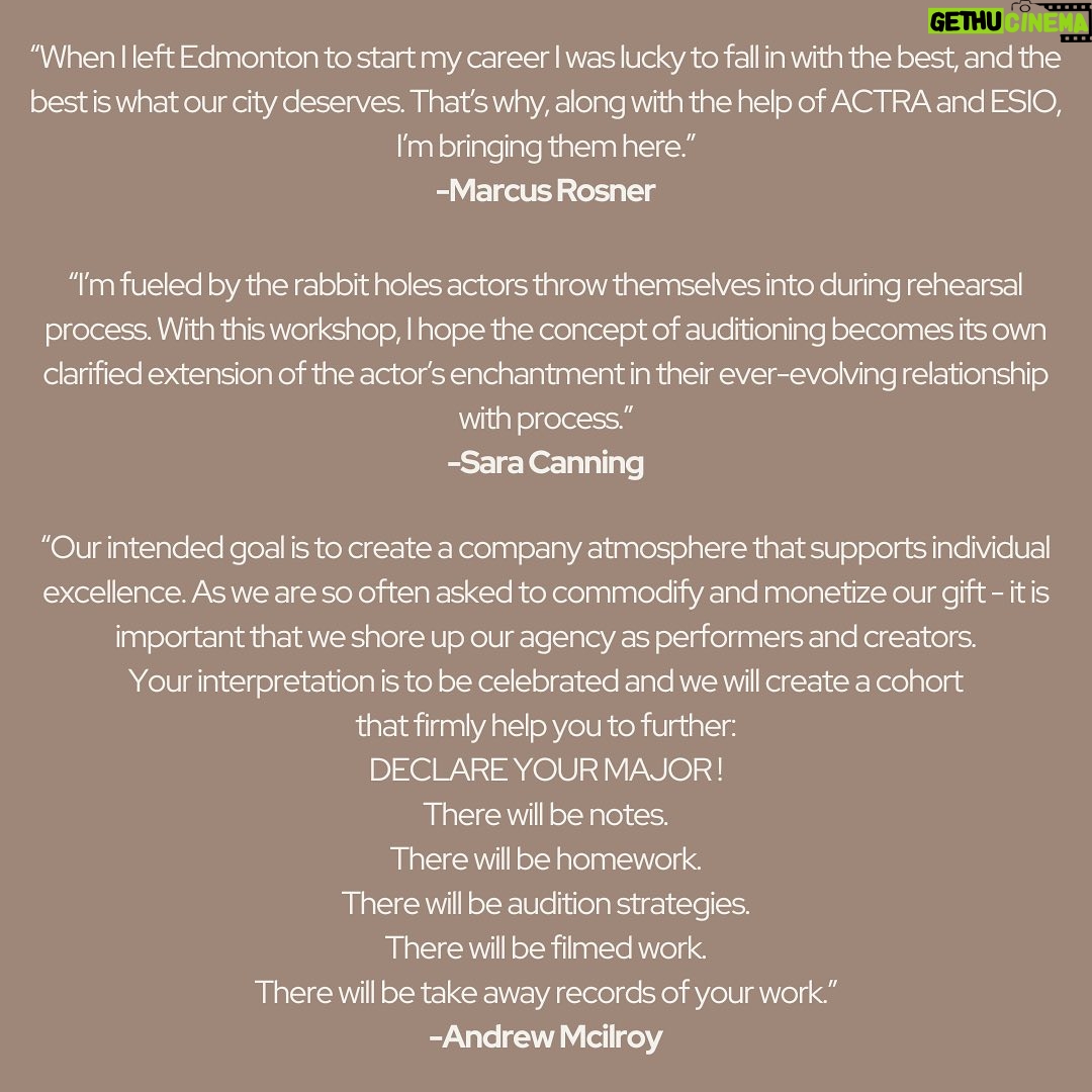 Sara Canning Instagram - With the help of @actraalberta and @edmontonscreen we continue to invest in our city. Register now at actraalberta.com @mcilroyandassociates @saracanning @northern.gateway.films @actraalberta @edmontonscreen