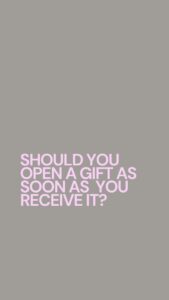 Sara Jane Ho Instagram - The etiquette of opening a gift in USA vs Asia is the opposite. There is no right or wrong, just different context. What do you prefer to do? #mindyourmanners @allypetitti