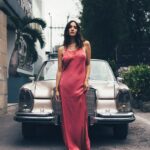Sara Malakul Lane Instagram – New dress. Old car ⭐️ @poupettestbarth @scottgoldsbury