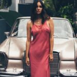 Sara Malakul Lane Instagram – New dress. Old car ⭐️ @poupettestbarth @scottgoldsbury