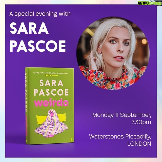 Sara Pascoe Instagram - I’ll be doing a one-off comedy show based on my book Weirdo at the wonderful Waterstones Piccadilly on 11/9. I’ll be taking pictures and signing books afterwards and you’ll be amazed that a woman at my excessive level of pregnancy is still working/finding trousers to fit. I’m putting the ticket link in my stories🤑