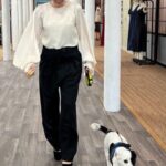 Sara Pascoe Instagram – Matching with @mousethedog on tonight’s Sewing Bee… it’s Glamour week😎