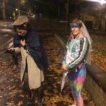 Sara Pascoe Instagram - 😵‍💫🤪🥹😬🤡WEIRDO is finally out today! 📕 An UTTERLY EXCELLENT, FUNNY novel by my beloved fellow weirdo @sara.pascoe - seen here in pic #2 dressed as a poem, while she waits for me, dressed as a detective, to have a little vomit into a bin on a night out.* Please buy this book, you’ll adore it, just like I did when I got a special early copy. I laughed, cried & wished the adventure with the lead character would never end. Also if you buy it, she’ll use to profits to feed my godson who she kindly gave birth to for me. *bin photo by @steenrasko who thought it would be good to capture this moment for history/ national geographic. #aislingsbookclub