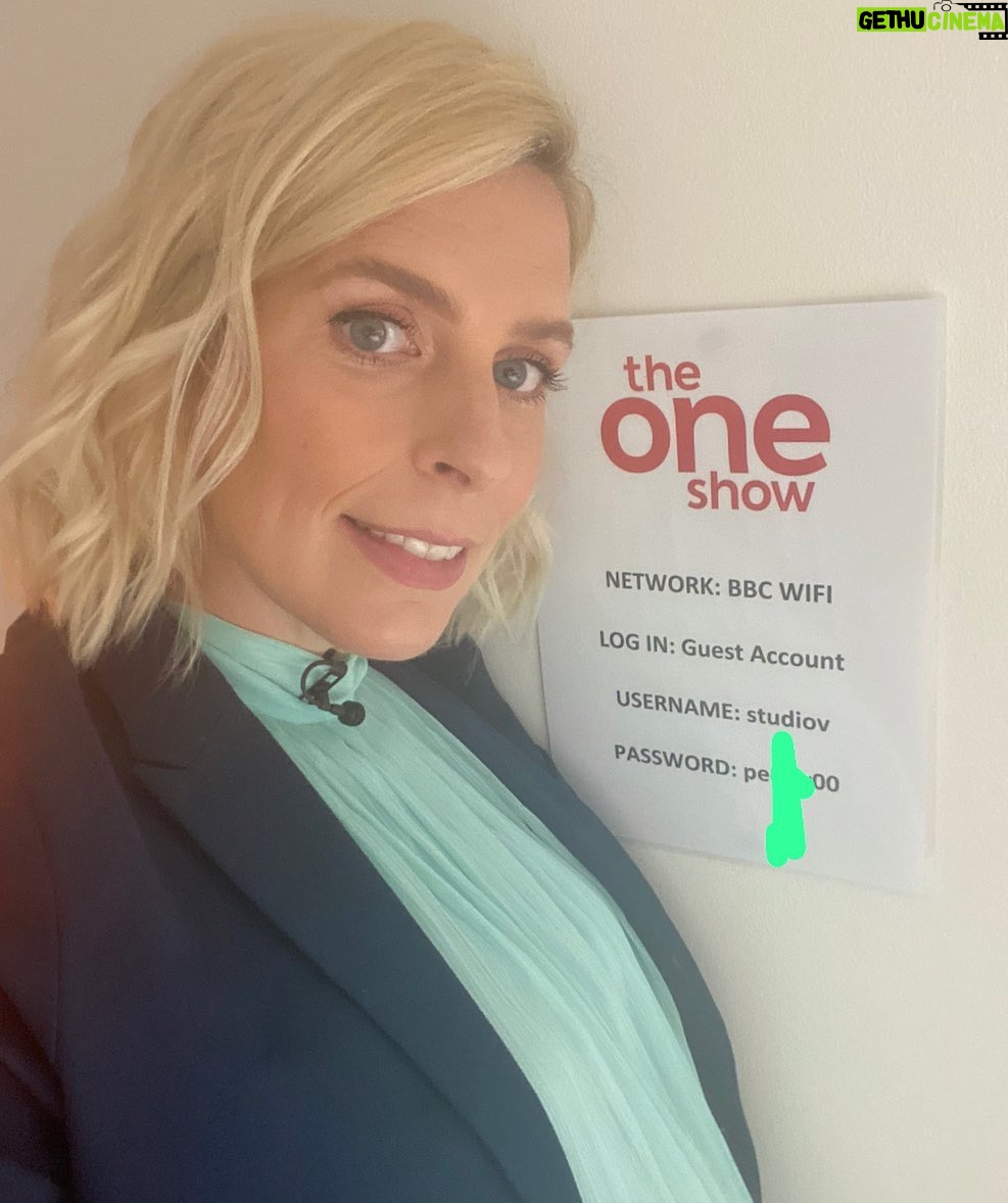 Sara Pascoe - 3.1K Likes - I’m about to be on @theoneshow1 talking about tonight’s episode of Sewing Bee! Here is most of the login details for their wifi if you’re local xx