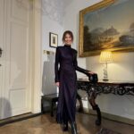 Sara Sandeva Instagram - What an inspiring day at the British Embassy today. Thank you for having me // And I fell in love with this look and dress by @victoriabeckham ✨ styling: @filipvanek @zooz_ie @jana.marikova1 makeup: @hristinageorgievska hair: @tylmarty #thankyou
