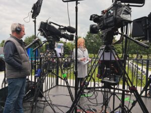 Sarah-Jane Mee Instagram - What a privilege to be @nat_mem_arb for #dday80 commemorations @skynews - a special place with special people.
Thank you to veterans Bill Gladden, Ken Hay and Ralph McClure for sharing their stories with us this week - they say they were just ordinary boys in the most extraordinary of circumstances - we say thank you because to us they are heroes and national treasures.
