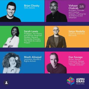 Sarah Lewis Instagram - It’s such a pleasure and an honor to be invited to speak at Aspen Ideas Festival this year, joining over 200 leaders, curated by Tina Brown, to consider how we find light in dark times.

My first time at Aspen let me meet the great Congressman John Lewis. My book The Rise had just been published and we had a book signings together, side my side. I’ll never forgot how he spent that time—trying to figure out if we, Lewis’s, could be related. He was so sweet. I remember that often, as I think of how we are all in lineage with him, and so deeply in his debt as we all work to shine a light for others. Here’s to the journey and more surprises this year.