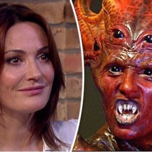 Sarah Parish Instagram - Happy 60th Birthday to Dr Who!! In the 2006 Christmas special ‘The Runaway Bride’ I gave my best , scenery chewing performance as the terrifying Empress of  the Racnoss. I thought the makeup was pretty substantial so you can imagine my surprise 6 months after the episode aired when a market vendor in Berwick Street noticed me and shouted “Oi! You was that giant red spider in Dr Who weren’t ‘ya?! #drwho #happybithday @russelltdavies63 @philcollinson @euros_lyn @jenniefava