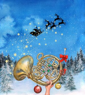 Sarah Willis Instagram - Merry Christmas and Happy Holidays everyone! 🎅🏻🎄. #bellsupforChristmas 📯
Illustration: @emmanuelleayrton 🙏🤩