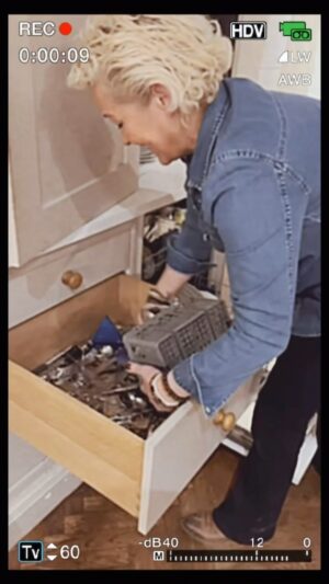 Sarah Beeny Instagram - Graham says the way I empty the dishwasher makes me almost untenable to live with - he’s caught it on camera just incase it’s ever needed in a divorce court 🤣🤣. I don’t see the problem - saves loads of time.  In general, he does it, which is perhaps a very good thing! 
It can’t only be me who empties the cutlery like this??
 #dishwasher #divorce