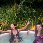 Sarah Chalke Instagram - STUNT performers are amazing. I always realize I’m still not breathing about a minute after the stunt is done. Here are some pics of the scene where I push @indiadebeaufort in the pool, video of the stunt performers falling in, India and i warming up in between in an inflatable hot tub, tea in the pool…❤️ @netflix #fireflylane incredible brave amazing stunt performers @andrea.m.ross @tamaradaroshin