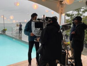 Sarah Chalke Instagram - STUNT performers are amazing. I always realize I’m still not breathing about a minute after the stunt is done. Here are some pics of the scene where I push @indiadebeaufort in the pool, video of the stunt performers falling in, India and i warming up in between in an inflatable hot tub, tea in the pool…❤️ @netflix #fireflylane incredible brave amazing stunt performers @andrea.m.ross @tamaradaroshin