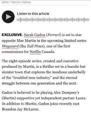 Sarah Gadon Instagram - Let’s goooo!!!! @netflix