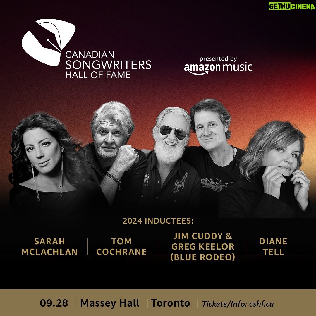 Sarah McLachlan Instagram - I’m so honoured to join my fellow inductees at the Canadian Songwriters Hall of Fame on Saturday, September 28, at Massey Hall in Toronto. Tickets will be available on May 31 at 10:00am ET, please visit www.cshf.ca for all the details. XoS 🇨🇦❤️