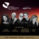 Sarah McLachlan Instagram - We’re thrilled to announce that Canada’s biggest night in songwriting is back with five new incredible inductees: Tom Cochrane, Sarah McLachlan, Jim Cuddy & Greg Keelor (Blue Rodeo), and Diane Tell. Join us for the 2024 Canadian Songwriters Hall of Fame Induction Ceremony presented by Amazon Music on Saturday, September 28 at the iconic Massey Hall in Toronto. This historic event features tributes and performances by some of the world’s brightest stars. Tickets go on sale Friday, May 31, at 10:00 a.m. EST. Visit cshf.ca for all the details, and turn your post notifications ON to be the first to know about more exciting announcements! • Nous sommes ravis d’annoncer que la plus grande soirée d’auteurs-compositeurs au Canada est de retour avec cinq incroyables nouveaux intronisés : Diane Tell, Tom Cochrane, Sarah McLachlan, et Jim Cuddy et Greg Keelor (Blue Rodeo). Joignez-vous à nous pour la cérémonie d’intronisation au Panthéon des auteurs et compositeurs canadiens 2024 présentée par Amazon Music le samedi 28 septembre au Massey Hall de Toronto. Cet événement historique comprendra des hommages et des prestations de quelques-unes des plus grandes stars du monde. Les billets seront mis en vente le vendredi 31 mai à 10 h (heure de l’Est). Visitez le cshf.ca/fr pour obtenir tous les détails, et activez vos notifications de messages pour être les premiers à connaître les annonces les plus excitantes !