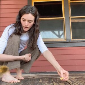 Sarah Pidgeon Instagram - Been doing this every morning. Squirrel’s name is Toes, for obvious reasons