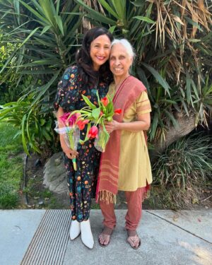 Sarayu Blue Instagram - So much of me is from her- my grit, my resilience, my humor, my painfully soft heart, and my beautiful Indian nose. Thank you, Mama, for paving the way, fighting all the fights, and loving me so fiercely it scared me a little. 

#HappyMamasDay 💕✨