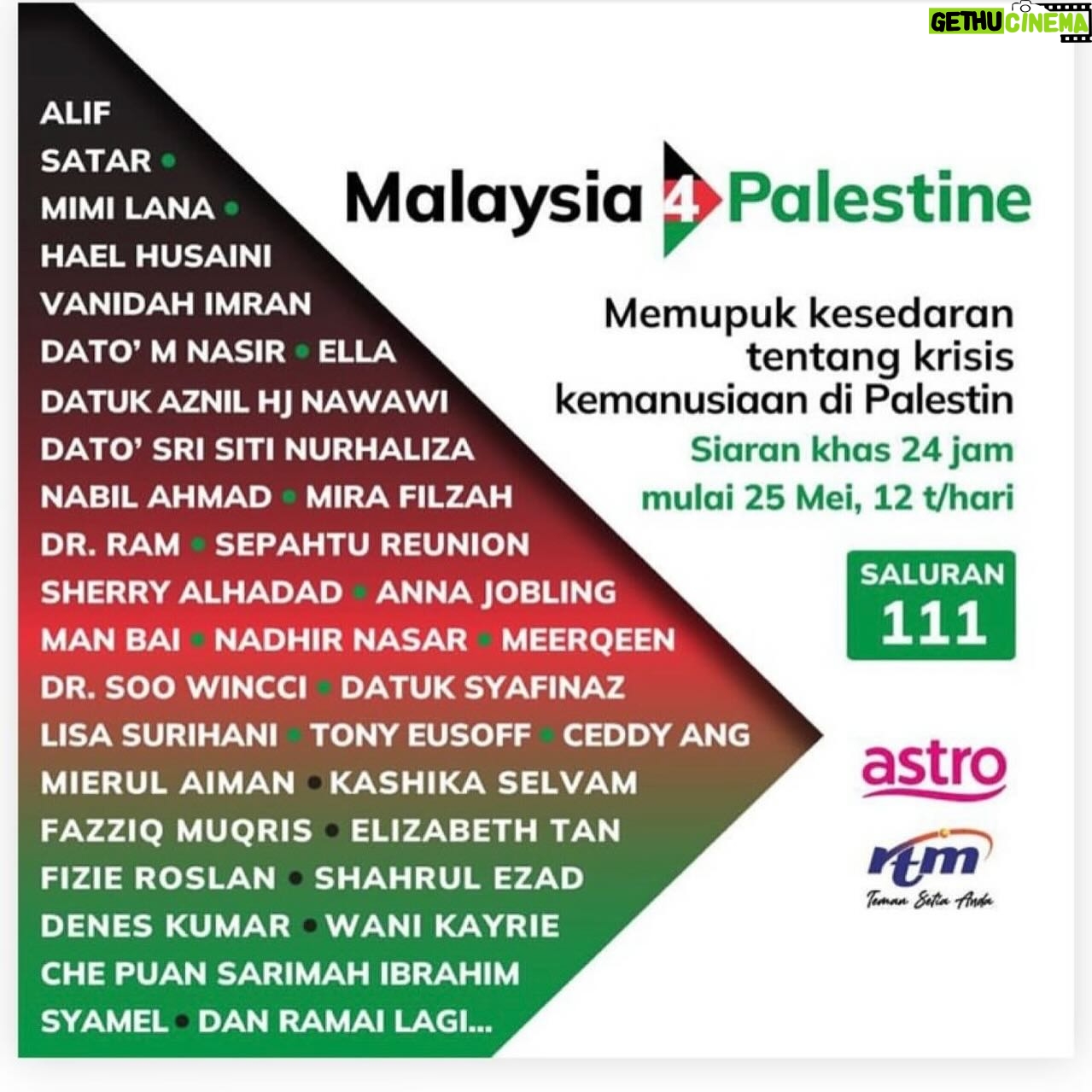 Sarimah Ibrahim Instagram - See you all tommorrow starting 12pm for the #malaysia4palestine Fundraiser. Help share this and let's raise funds for Palestine! #ceasefirenow #savegaza #savepalestine #tabungpalestine We will be on @astromalaysia channel 111, @sookamalaysia @astrogempak @rtm_malaysia 💪🏻🤲🏻❤️💚 🤍🖤 @hakimkhann